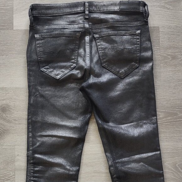 Diesel Women 27 Fits 28x29 Skinzee-Bk Super Slim Skinny Biker Ankle Zips Sparkle - Picture 8 of 15
